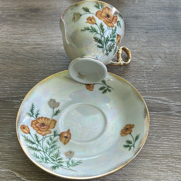 COPY - Vintage Japan Flower of the Month August “Poppy” lusterware footed cup… - Picture 3 of 3